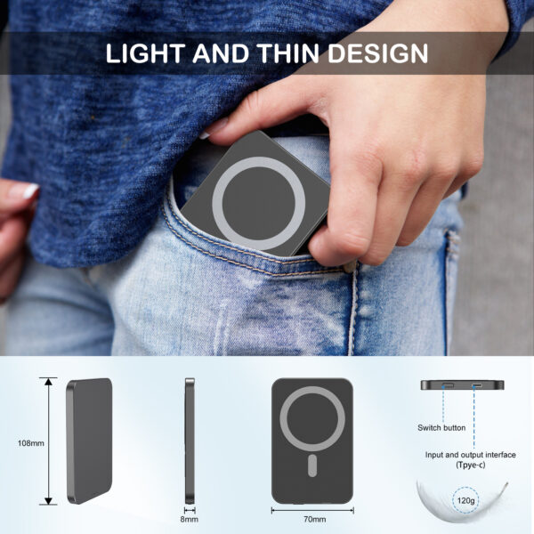 Super Slim Magnetic 15W Fast Wireless Power Bank